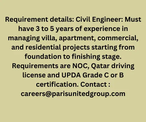 Job in Qatar for civil engineer