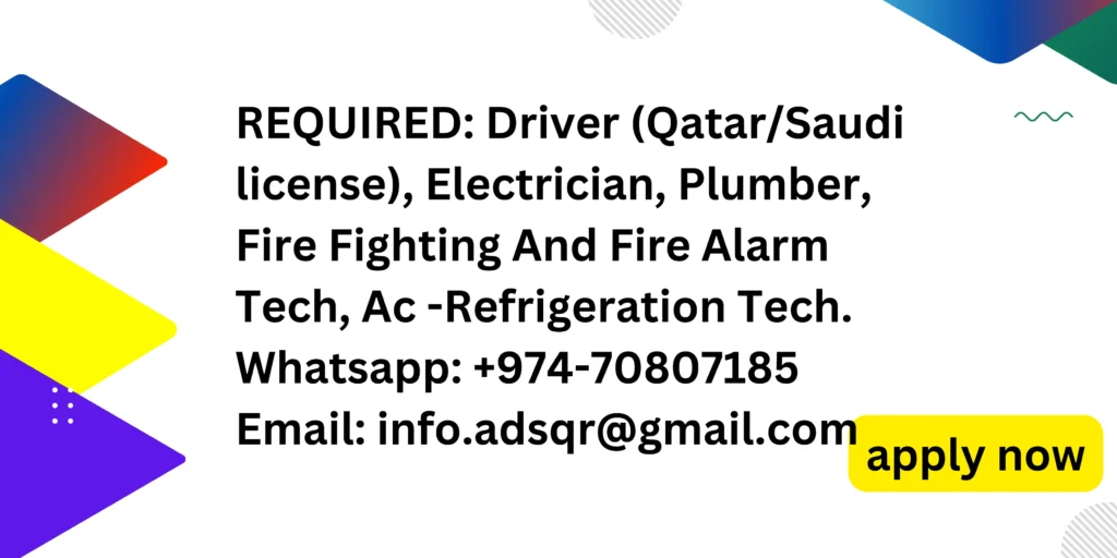 Multiple Roles with Top Companies in Qatar. This advertisment for various jobs are available.