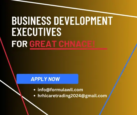 This advertisement is for business development executives looking for an exciting job opportunity in Doha.