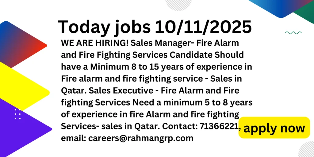 Explore Career Opportunites in Qatar. This jobs related sales manager and Sales excutive.