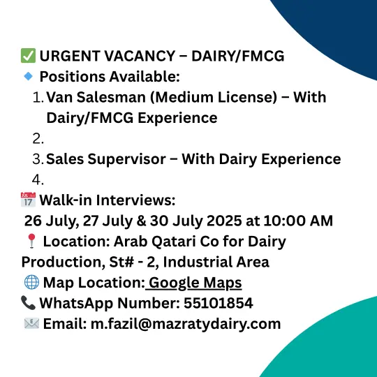 Urgent Hiring in Qatar – Top Companies Looking for Immediate Joiners!
