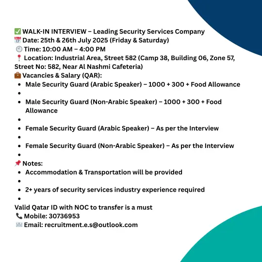 Urgent Hiring in Qatar – Top Companies Looking for Immediate Joiners!