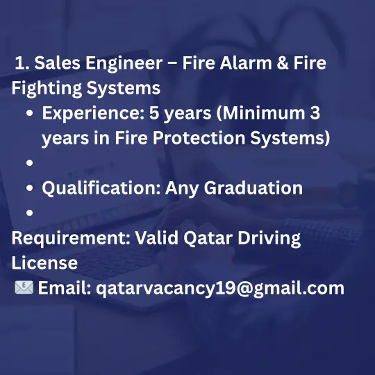 Top Urgent Job Openings In Qatar. And this job for a sales engineer.