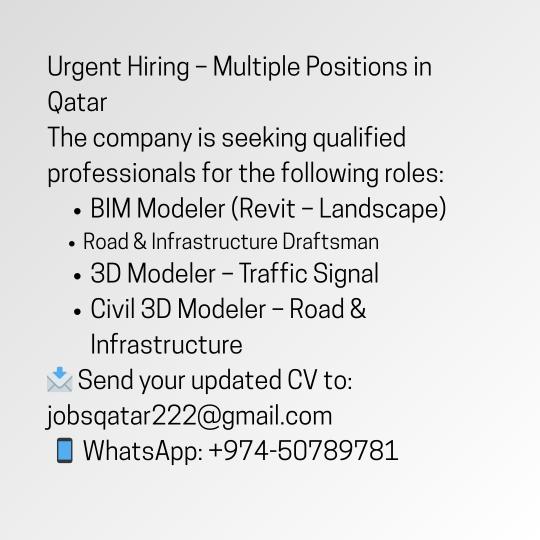 Urgent Qatar Jobs. This is a job related BIM Modeler abd 3D Modeler.